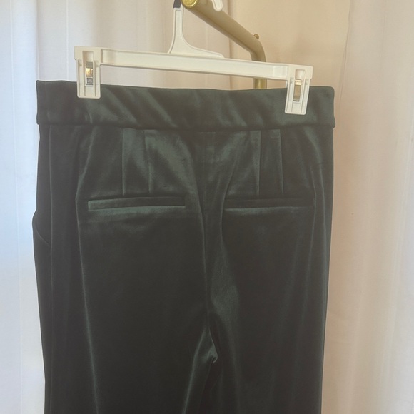 Express Elegant Deep Green Velvet Flare Pants - Picture 8 of 9